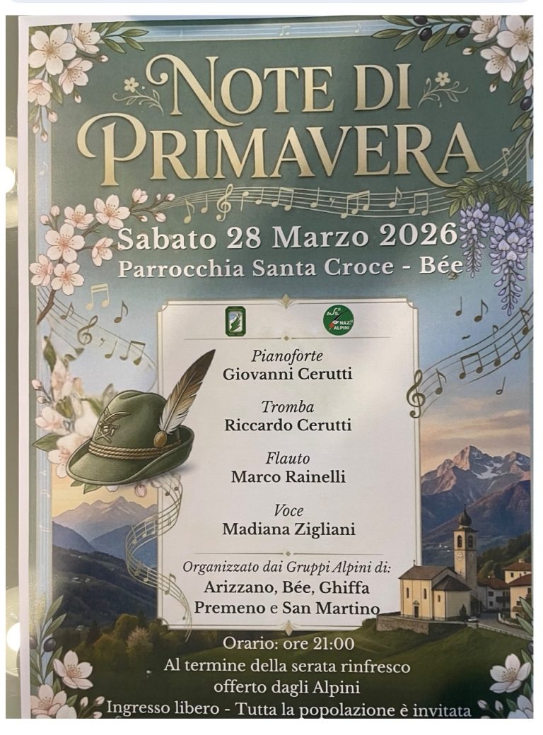 NOTE DI PRIMAVERA – Parrocchia Santa Croce – Sabato 28 marzo 2026 BEE’